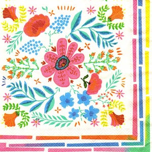 Full Package of (20) Paper Lunch Napkins for Decoupage/Mixed Media - Boho Napkins floral