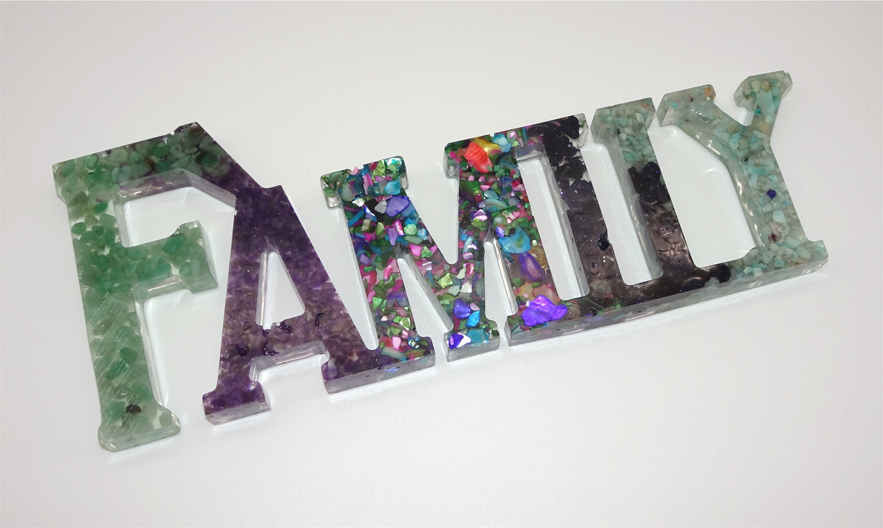 FAMILY Word Decoration handmade with resin and natural Etsy
