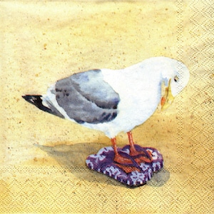 2 (Two) Paper Beverage/Cocktail Napkins for Decoupage/Mixed Media - Funny Seagulls &quot;Ice&quot;