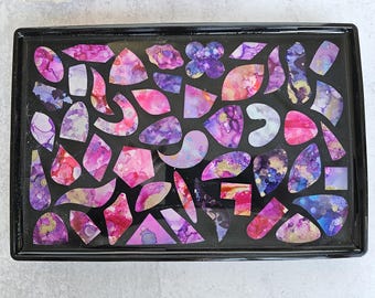 Pink and Purple Colorful Shapes™ tray - HANDMADE with resin by BPWaters