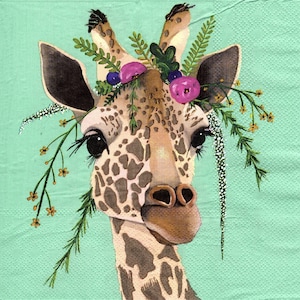 2 (Two) Paper Lunch Napkins for Decoupage/Mixed Media - Giraffe