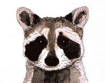 2 (Two) Paper Lunch Napkins for Decoupage/Mixed Media - Wild Raccoon