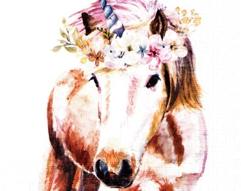 2 (Two) Paper Lunch Napkins for Decoupage/Mixed Media - Pretty Unicorn fantasy animal