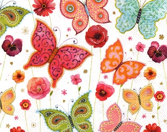 2 (Two) Paper Lunch Napkins for Decoupage/Mixed Media - Butterflies All Over animals insect