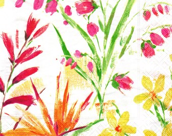 2 (Two) Paper Lunch Napkins for Decoupage/Mixed Media - Abstract Floral