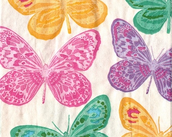 2 (Two) Paper Guest/Buffet Napkins for Decoupage/Mixed Media - Pastel Butterflies