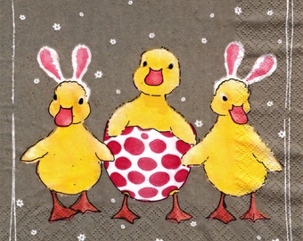 2 (Two) Paper Lunch Napkins for Decoupage/Mixed Media - Funny Ducklings bird cute easter