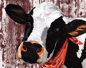 2 (Two) Paper Beverage/Cocktail Napkins for Decoupage/Mixed Media - Henrietta the cow