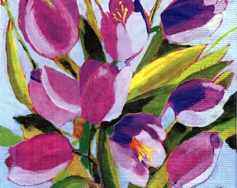 2 (Two) Paper Lunch Napkins for Decoupage/Mixed Media - Tulips Musee