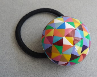 Ponytail Holder DECORATIVE Handmade with Colorful Triangles