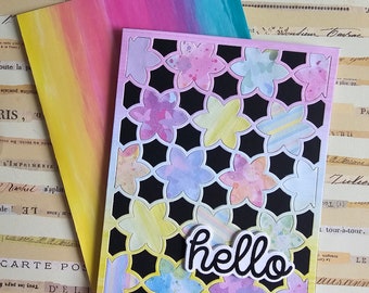 Hello, sending hugs - Handmade Greeting Card with pastel Flower pattern by BPW