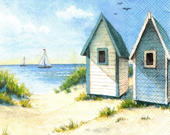 2 (Two) Paper Lunch Napkins for Decoupage/Mixed Media F - Sunny Beach outdoors