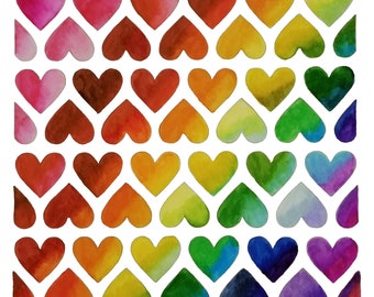 Vinyl Sticker Rainbow Hearts Design from my own art, 2 7/8" x 2 7/8" by BPW
