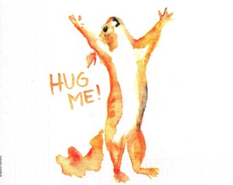 2 (Two) Paper Lunch Napkins for Decoupage/Mixed Media - Hug Me! squirrel animal