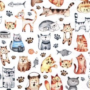 2 (Two) Paper Lunch Napkins for Decoupage/Mixed Media - Pet Cats