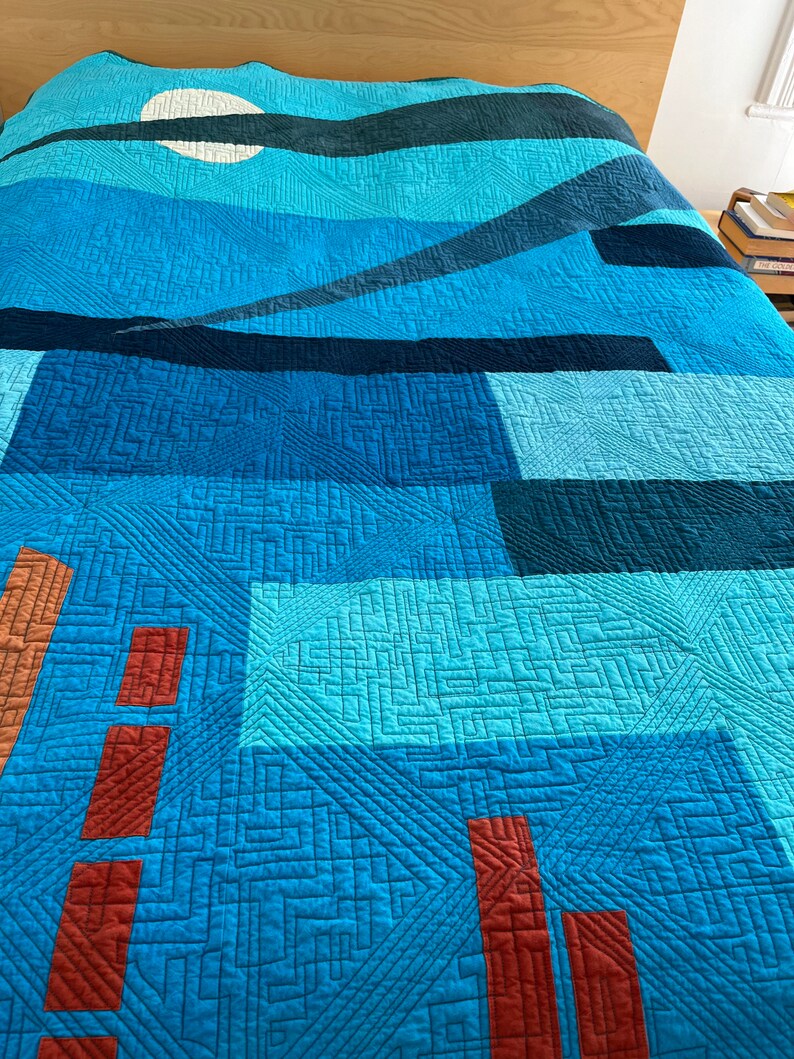 Moonrise Over A Dog Throw Quilt Etsy
