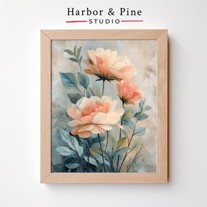 Mauve Anemone Wall Art - Neutral Floral Print with Soft Petals, Subtle Pastel Tones, Cozy Cottagecore Botanical Home Decor, Digital Download