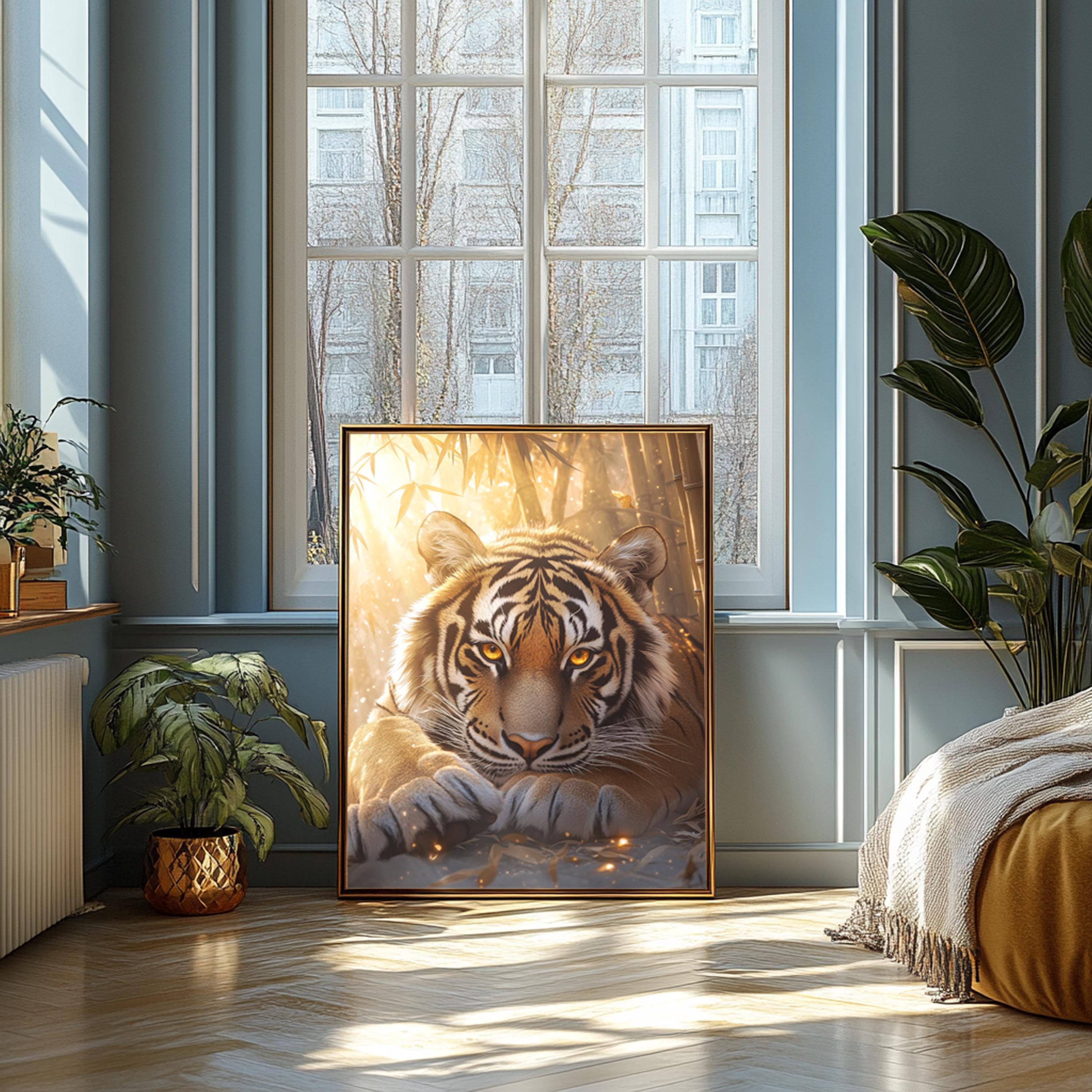 Tiger in Bamboo Forest Wall Art - Big Cat Print, Asian Inspired ...