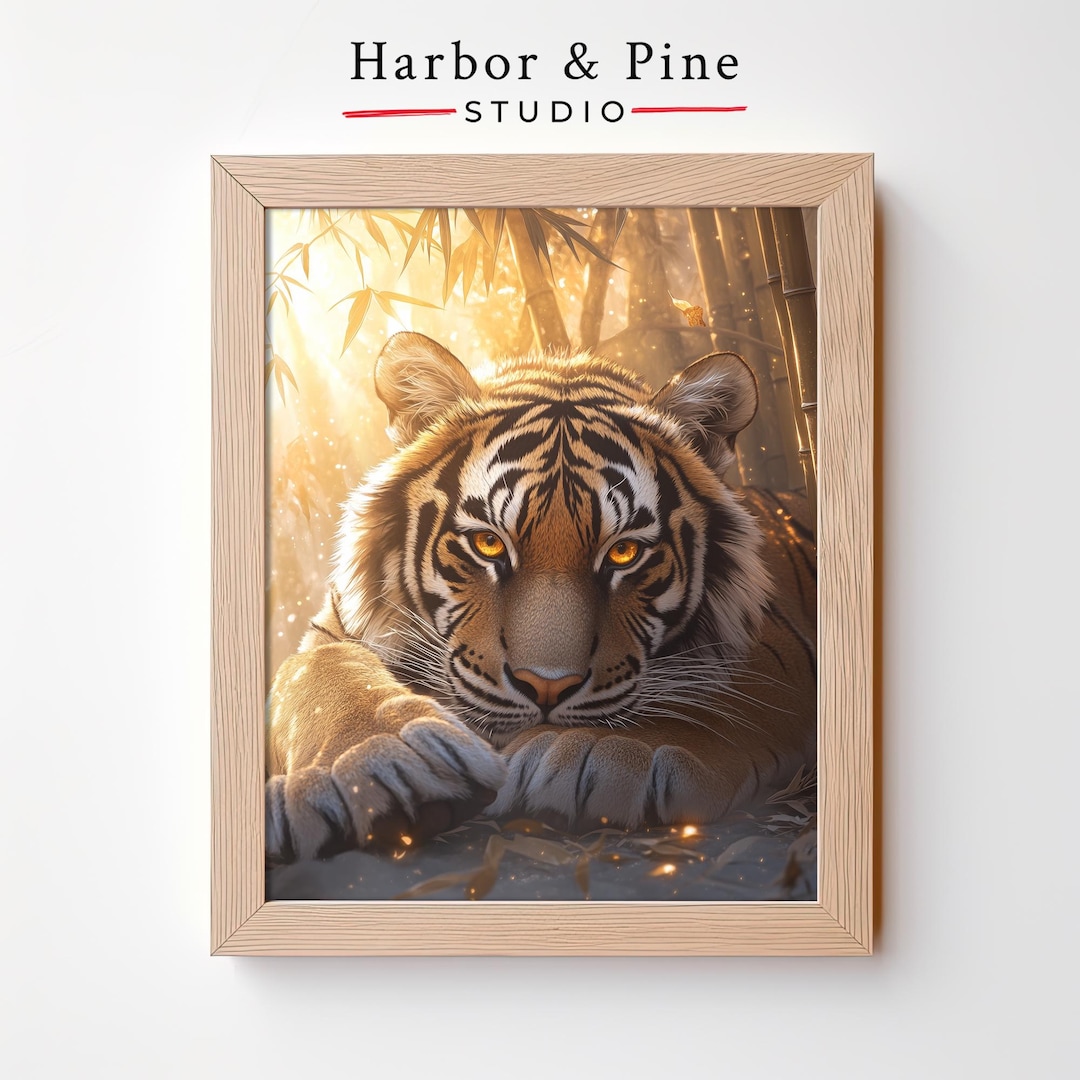 Tiger in Bamboo Forest Wall Art - Big Cat Print, Asian Inspired ...