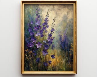 Wild Bluebell Flower Portrait Printable - Elegant Spring Floral Wall Art, Cottagecore Bloom, Rustic Botanical Decor, Digital Print