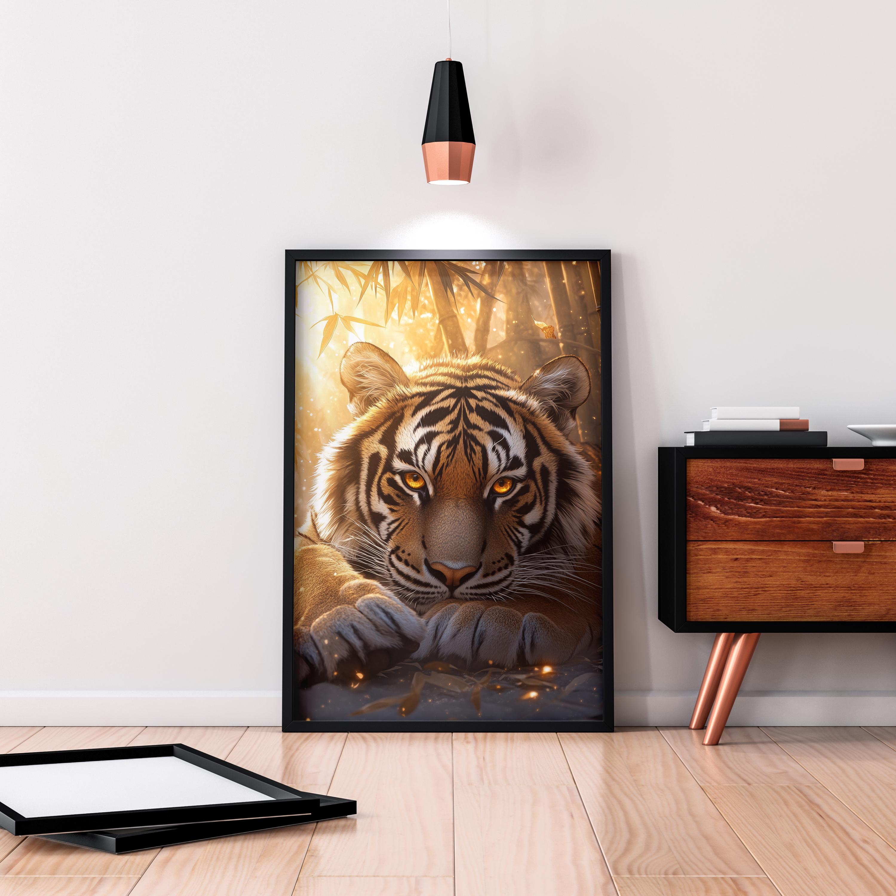Tiger in Bamboo Forest Wall Art - Big Cat Print, Asian Inspired ...