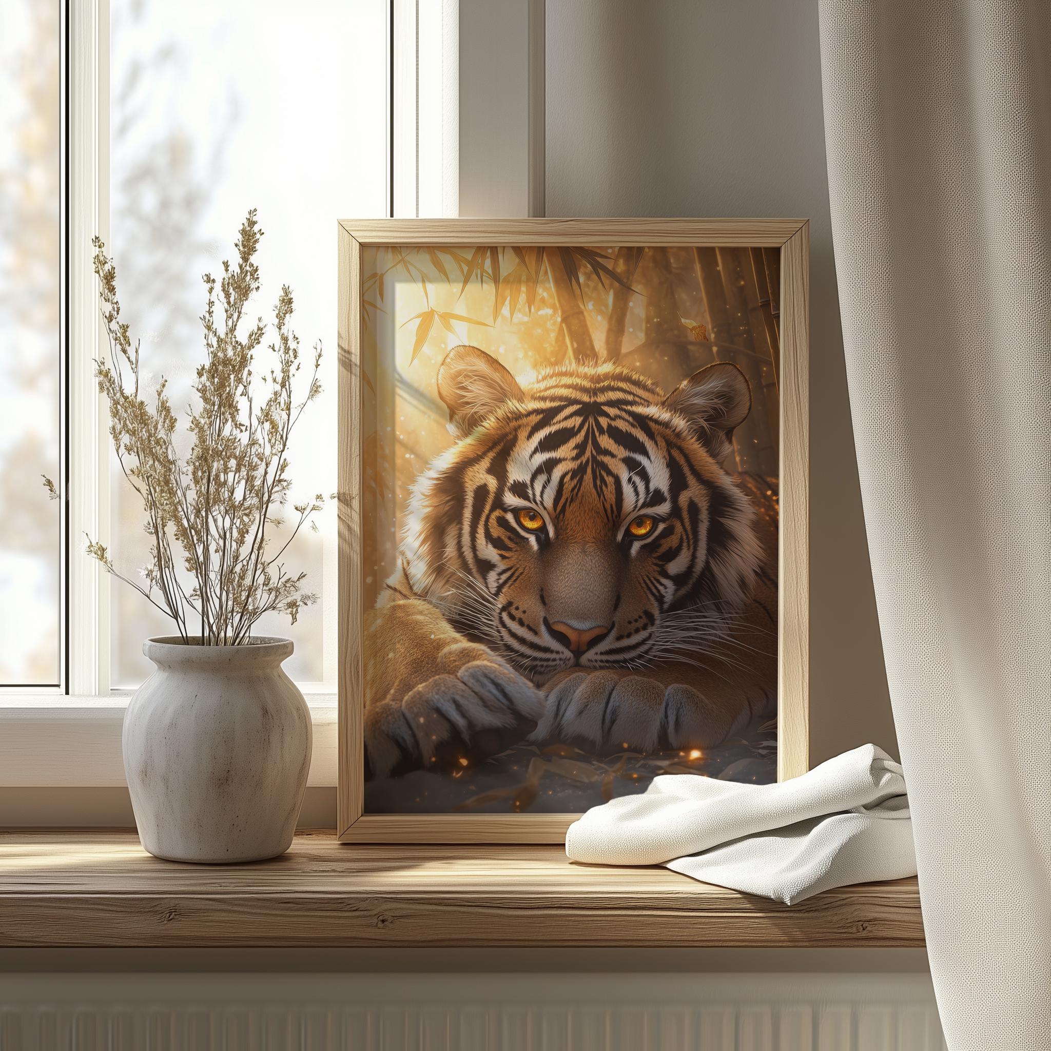 Tiger in Bamboo Forest Wall Art - Big Cat Print, Asian Inspired ...