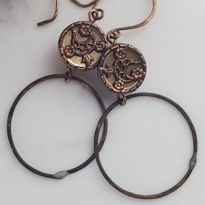Creolen Boho Ohrringe Baumeln Ohrringe Boho Ohrringe für Frauen Boho Ohrringe Hoop Ohrringe Messing Antik Knopf Ohrring Knopf Schmuck