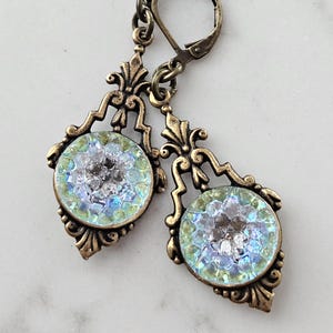 Vintage Czech Glass Earrings Czech Glass Button Earrings Czech Glass Jewelry Art Deco Earrings Vintage Earrings Gifts for Her Flower Gifts
