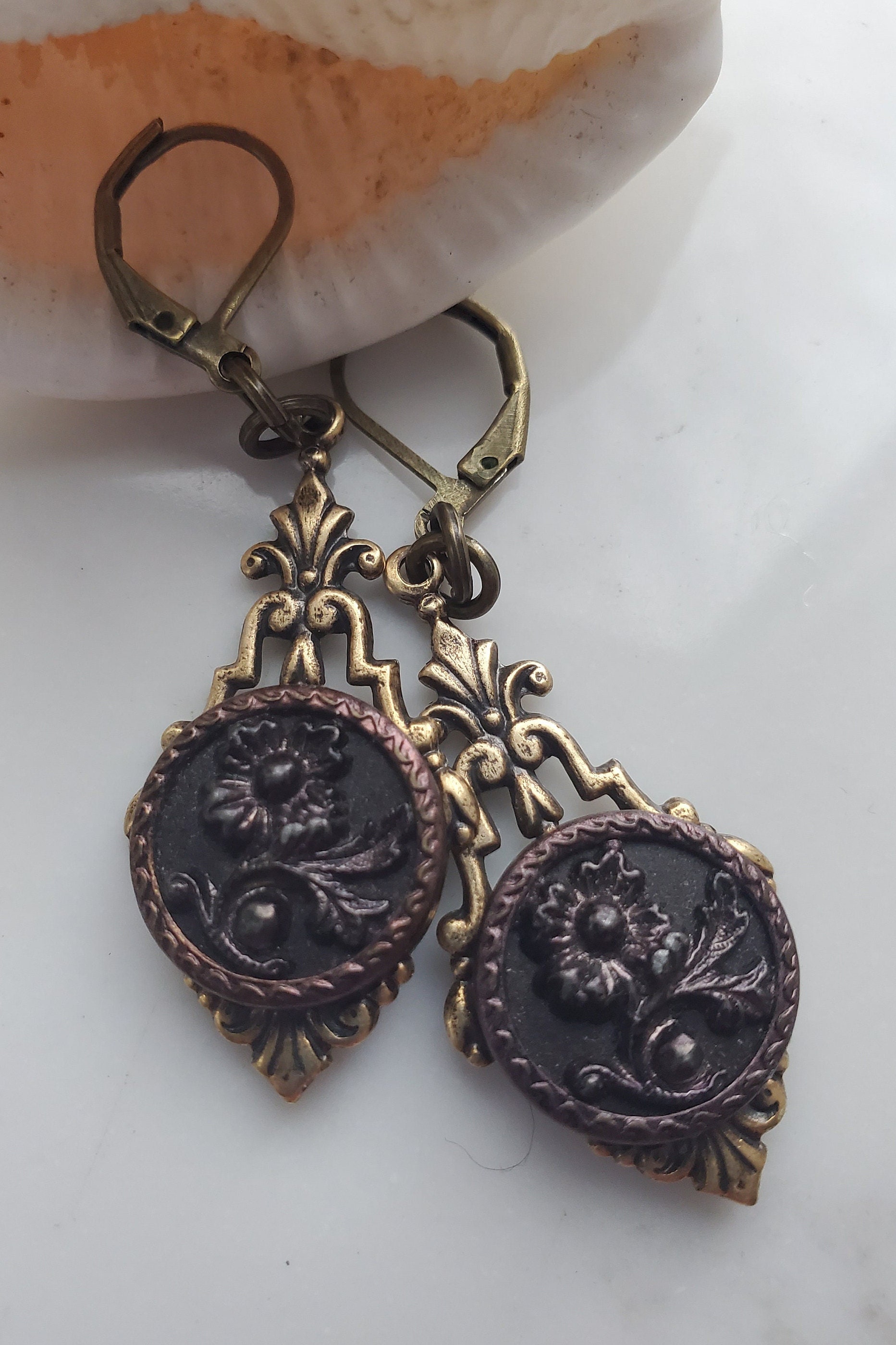 Antique Button Earrings Victorian Jewelry Vintage Jewelry - Etsy