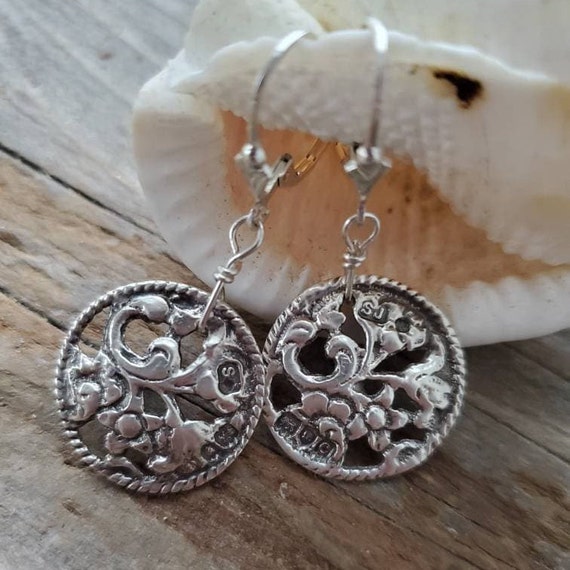 Antique Button Jewelry Antique Earrings Sterling Silver - Etsy