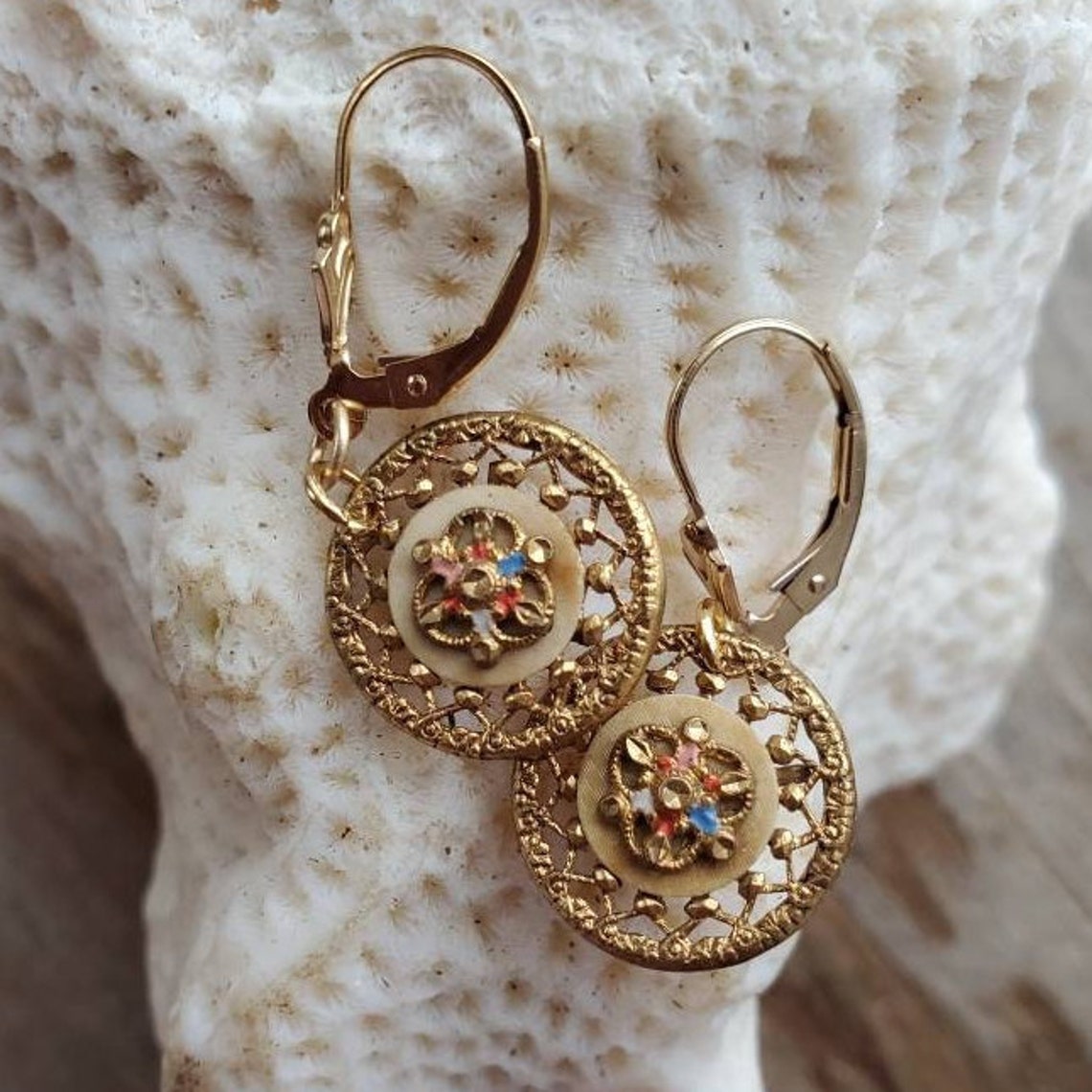 Antique Button Earrings Vintage Button Earrings Parisian Etsy