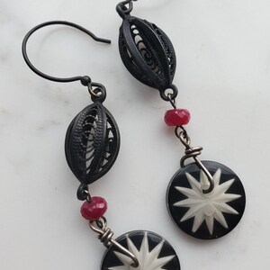 Berry Earrings Star Earrings Dangle Vintage Button Earrings Artisan ...