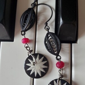 Berry Earrings Star Earrings Dangle Vintage Button Earrings Artisan ...