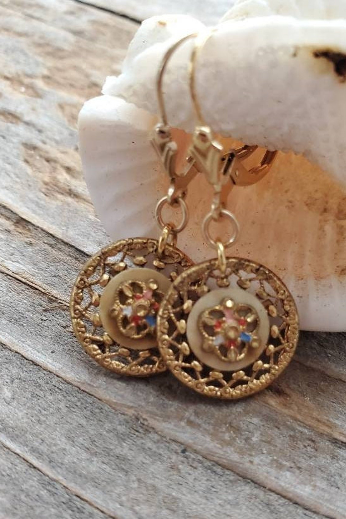Antique Button Earrings Vintage Button Earrings Parisian Etsy