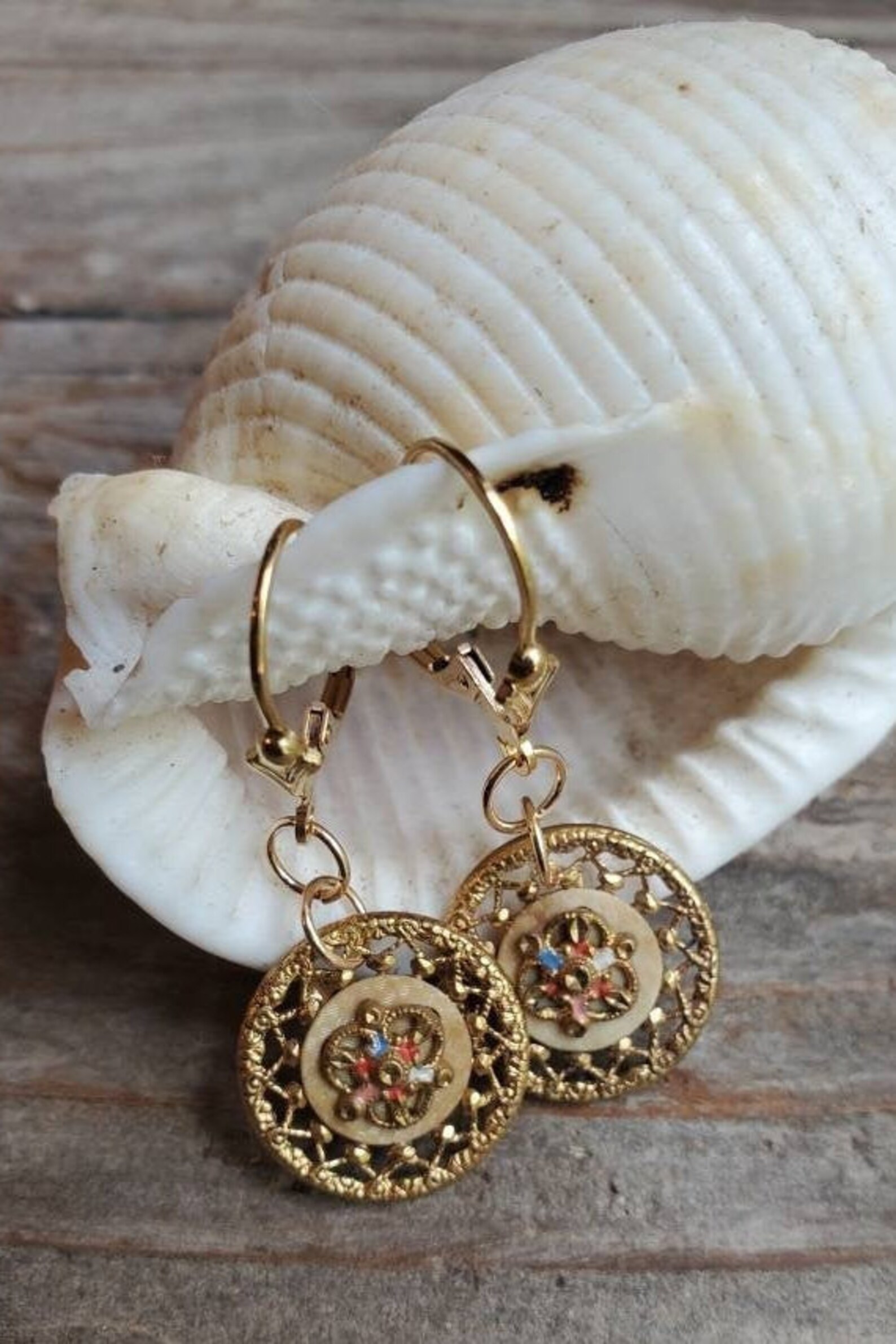 Antique Button Earrings Vintage Button Earrings Button Etsy