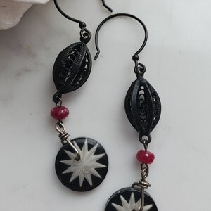 Berry Earrings Star Earrings Dangle Vintage Button Earrings Artisan ...