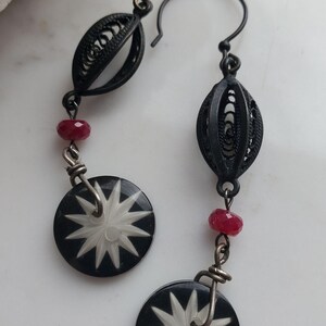 Berry Earrings Star Earrings Dangle Vintage Button Earrings Artisan ...