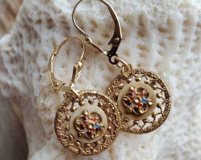 Victorian Gold Earrings Antique Button Earrings Vintage Etsy