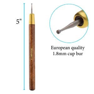 Round Your Wire Tool, 1.8mm cup bur with hardwood handle european quality.  Use this to finish the wire ends of ear wires so they don't hurt