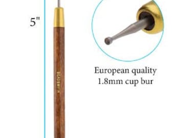 Round Your Wire Tool, 1.8mm cup bur with hardwood handle european quality.  Use this to finish the wire ends of ear wires so they don&#39;t hurt