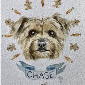 Custom Watercolor Painting Pet Portrait with name banner and border image 8