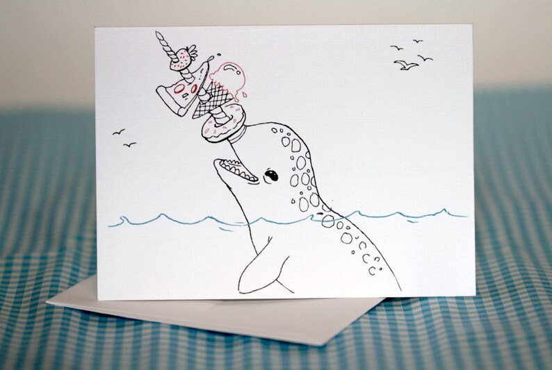 Narwhal Blank Greeting Card - Etsy