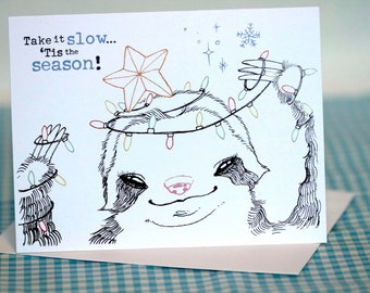 Sloth Holiday Greeting Card