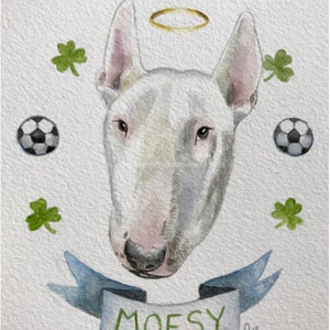 Custom Watercolor Painting Pet Portrait with name banner and border image 5