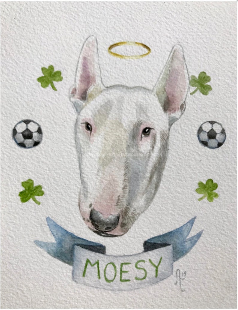 Custom Watercolor Painting Pet Portrait with name banner and border image 5