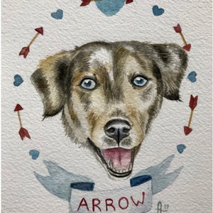 Custom Watercolor Painting Pet Portrait with name banner and border image 9