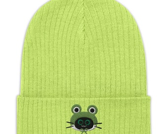 Frog Hat Ribbed knit beanie