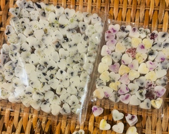Heart Shaped Wax Melts -  Celebration Favours variety of flowers and scents. Available in various pack sizes.