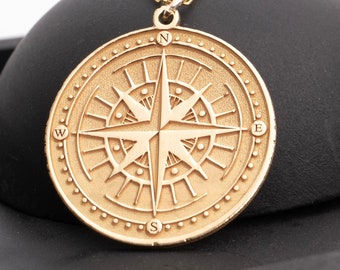 Dainty 14k Solid Gold Compass Necklace - Minimalist Jewelry/ Perfect Gift for Travelers