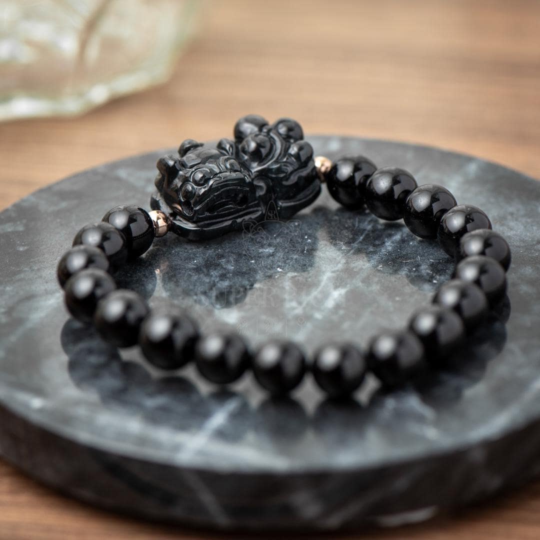 Natural Black Jade Pixiu Bracelet 天然黑翡翠貔貅 | Type A